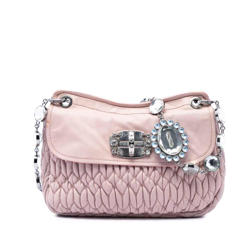 Pre-Loved Miu Miu Matelasse Nappa Crystal Chain Crossbody